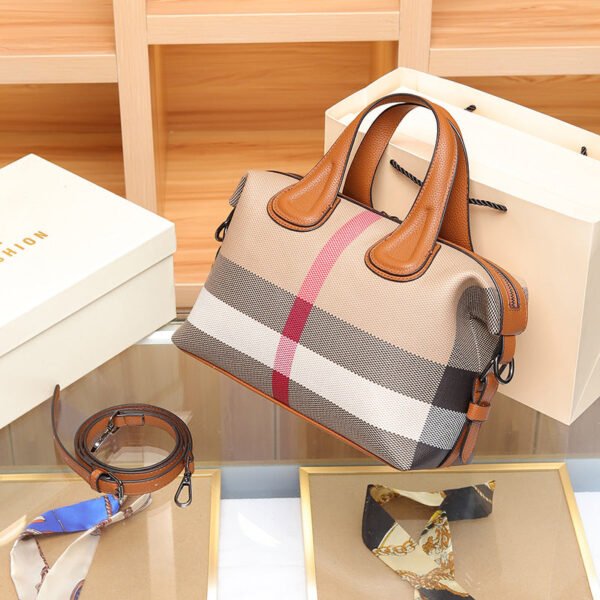 Bag Women’S 2026 New Plaid Large Capacity Handbag Casual Leather Shoulder Bag Crossbody Boston Pillow Bag