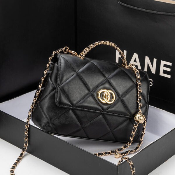 2026 New Trendy Small Fragrant Wind Rhombus Leather High-End Shoulder Messenger Bag Square Fat Little Golden Ball Chain Women’S Bag