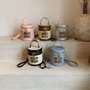 Light Luxury Miu Woven Bucket Bag High-End Niche Design Single Shoulder Messenger Cylinder Bag