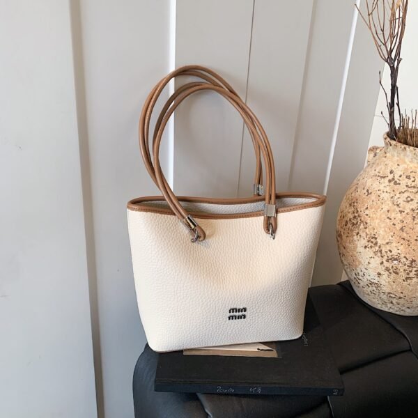 Light Luxury Miu Simple Tote Bag Large Capacity Trend Splicing Fashion Leisure Trade Shoulder Bag Premium Underarm Bag