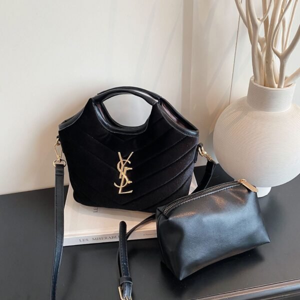 Suede Poplar Forest Bucket Bag Niche Design Handbag Rhombus Embroidery Thread Trendy Personality Shoulder Messenger Bag