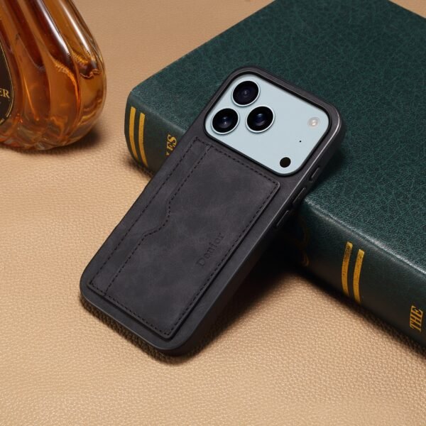Imitation Cow Pattern Leather Case, Card Bag, Simple Hidden Bracket, Suitable For Europe And The United States IPhone17Promax Apple 16 Protective Case