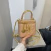 Light Luxury Embroidery Thread Small Fragrant Wind Box Bag Poplar Forest Rhombus Golden Ball Chain Small Square Bag Women’S Bag Fashion Messenger Bag