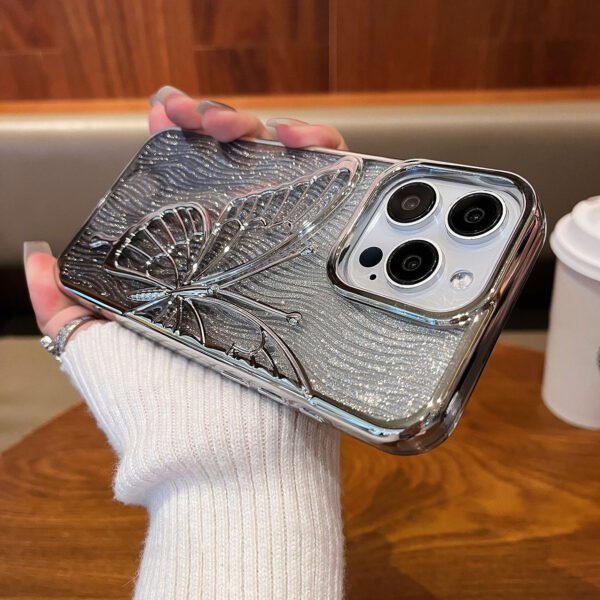 Three-Dimensional Quicksand Butterfly Is Suitable For IPhone17promax Electroplating Apple 16 Soft Case 15 Mobile Phone Case Anti-Fingerprint.