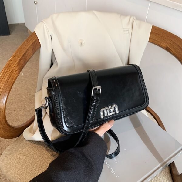 Tide Niche Premium Oil Wax Leather Small Square Bag Simple Mi.U Contrasting Color Messenger Bag New Change Shoulder Bag