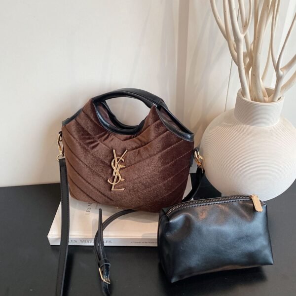 Suede Poplar Forest Bucket Bag Niche Design Handbag Rhombus Embroidery Thread Trendy Personality Shoulder Messenger Bag