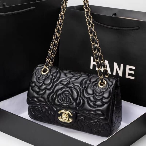 Bag Women’S 2026 New Trendy Fashion Leather Texture Small Fragrant Wind Camellia Embroidery CF Shoulder Messenger Chain Bag
