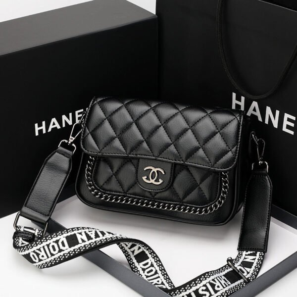 This Year’S Popular 2026 New Diamond Chain Bag, Leather Bag, Wide Shoulder Strap, Single Shoulder Messenger Bag, Bag For Women