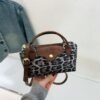 High-End Fashion Handbag Longbaoxiang Niche Personality Leopard Print Splicing Versatile Single Shoulder Retro Style Messenger Bag