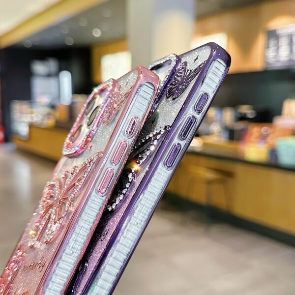 Three-Dimensional Butterfly Soil Drill Small Fragrant Wind Suitable For Apple 17promax Glitter Mobile Phone Case IPhone16 Anti-Fingerprint