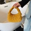 Light Luxury MIU Suede Handbag, High-End Crescent Bag, Niche Pleated One-Shoulder Crossbody Bag, Trendy Dumpling Bag