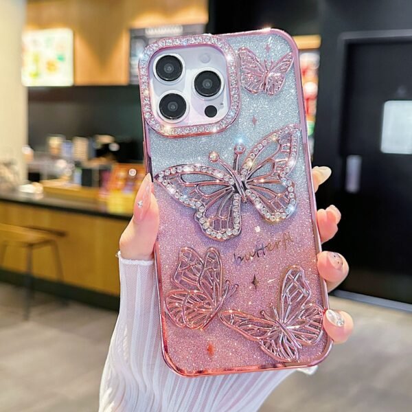 Three-Dimensional Butterfly Soil Drill Small Fragrant Wind Suitable For Apple 17promax Glitter Mobile Phone Case IPhone16 Anti-Fingerprint