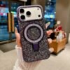 Luxury Rhinestone Magnetic Suction Bracket Protective Case Is Suitable For IPhone17Promax Popular Apple Phones